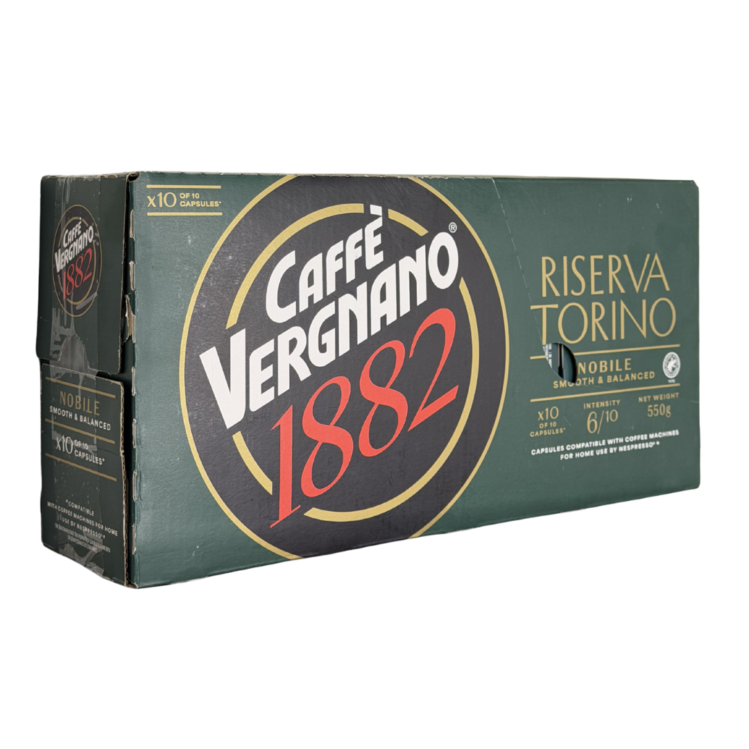 Vergnano Reserva Torino Nobile Nespresso-Compatible Capsules – 10 Boxes (100 Capsules)