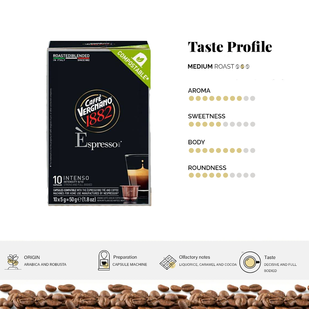Vergnano Intenso Nespresso-Compatible Capsules – 10 Capsules