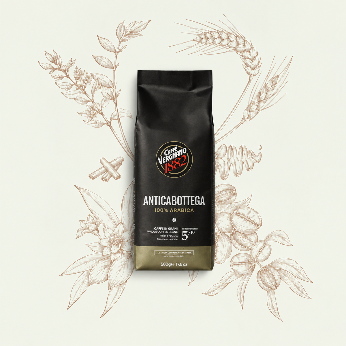Vergnano Antica Bottega – 500g Whole Beans (100% Arabica)