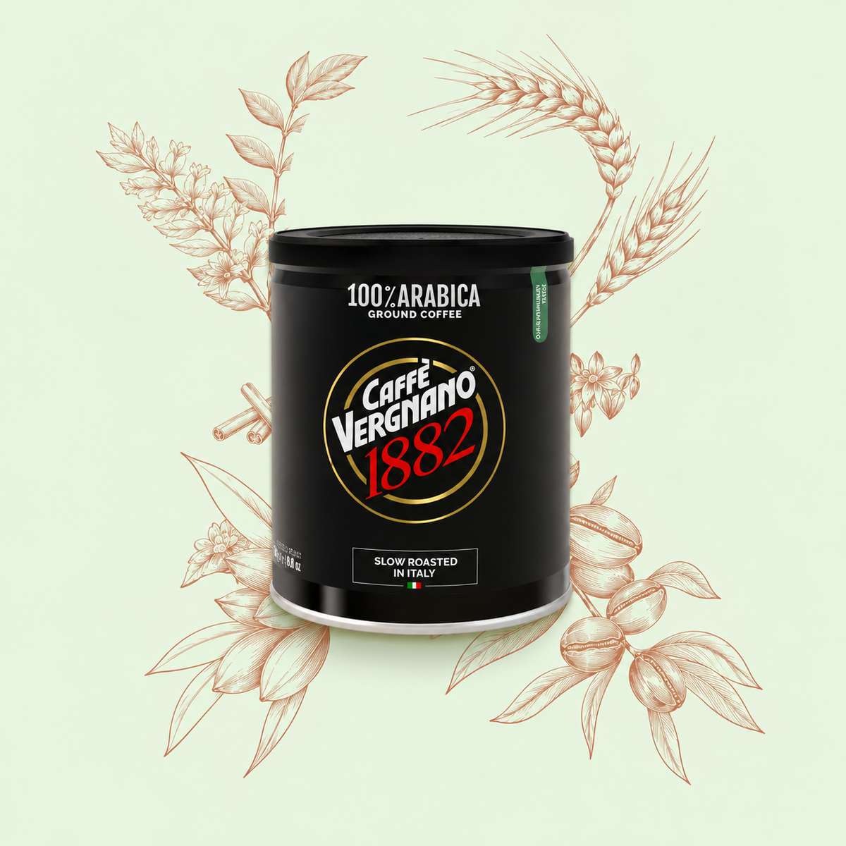 Vergnano 100% Arabica Ground Coffee for Moka – 250g Tin