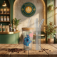Clear ice coffee cup  with stitch character, wooden lid, and stainless steel straws 